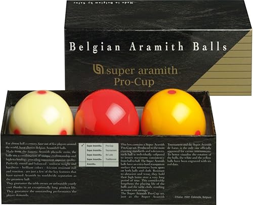 Aramith Super Armith Pro Cup - Juego completo de 3 bolas de billar y caramelo de 2.421 in Aramith Super Armith Pro Cup - Juego completo de 3 bolas de billar y caramelo de 2.421 in