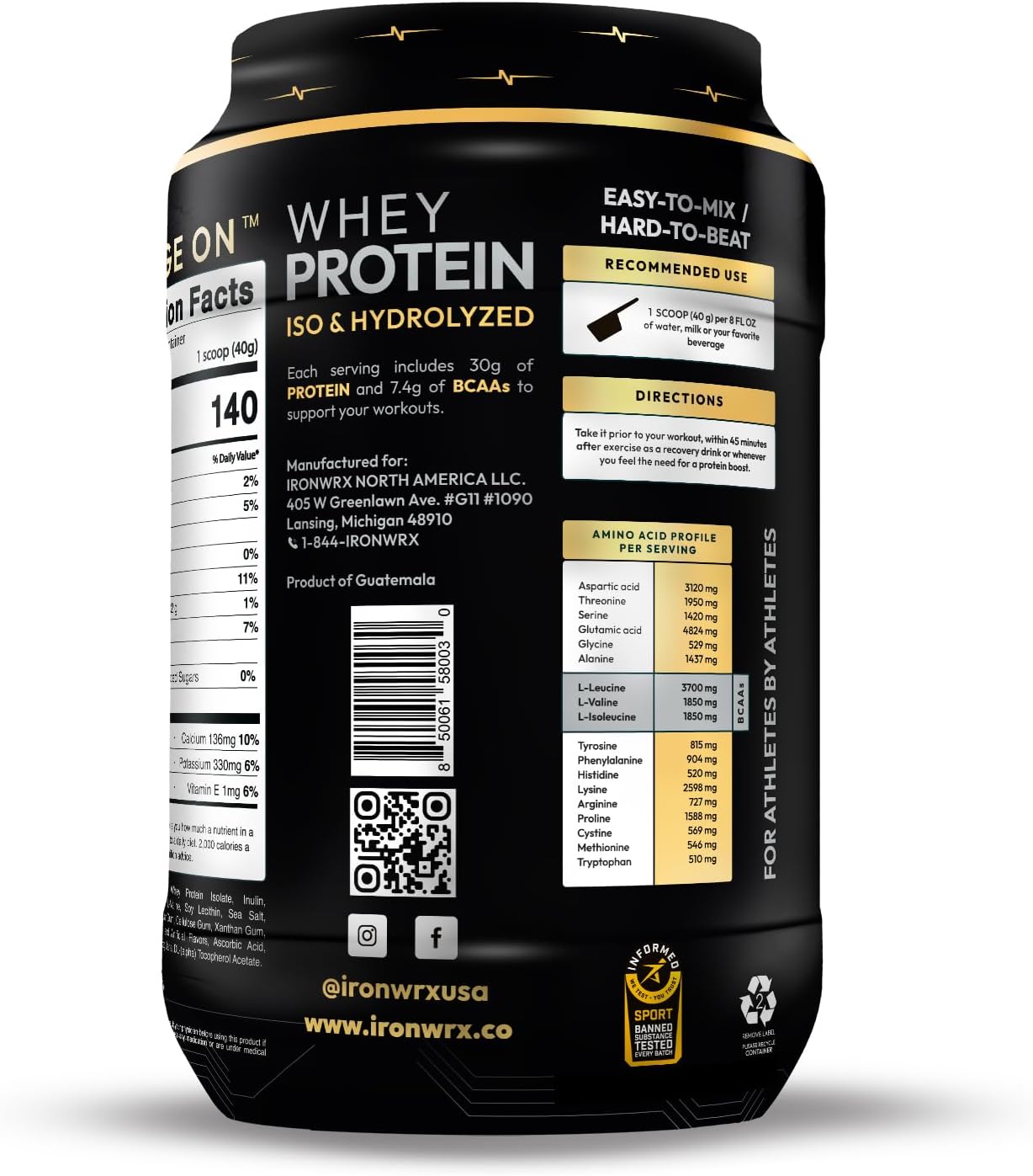 100% Hydrolyzed Whey Protein Isolate | 30g Protein, 7.4 g BCAAs | French Vanilla | Informed Sport Certified Banned Substance Free | Low Carb, Keto Friendly, Fast Absorbing Powder | 22 Servings