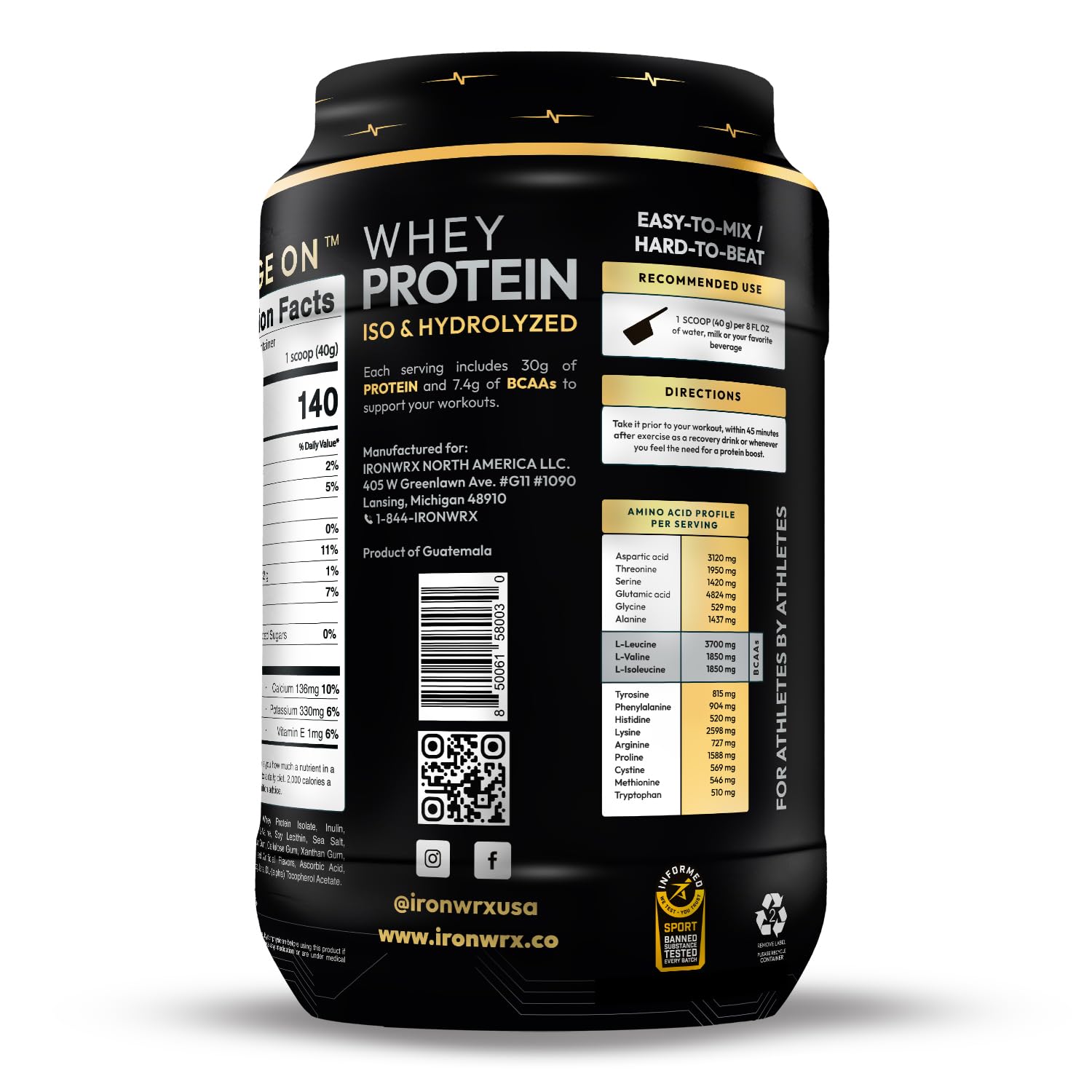 Hydrolyzed Whey Protein Isolate | French Vanilla Flavor | 22 Servings | 30g Protein, 7.4 g BCAAs | For Muscle Growth and Recovery | Informed Sport Certified Free of Banned Substances