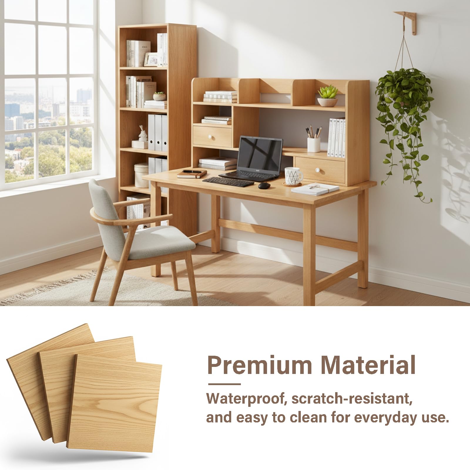 Mensola Scrivania da Appoggio con Cassetti e Vani, Libreria da Scrivania Salvaspazio per Organizzare la Tavola, Scaffale da Scrivania Robusto per Casa e Ufficio 60/80x17x80cm(Size:80x17x80CM)