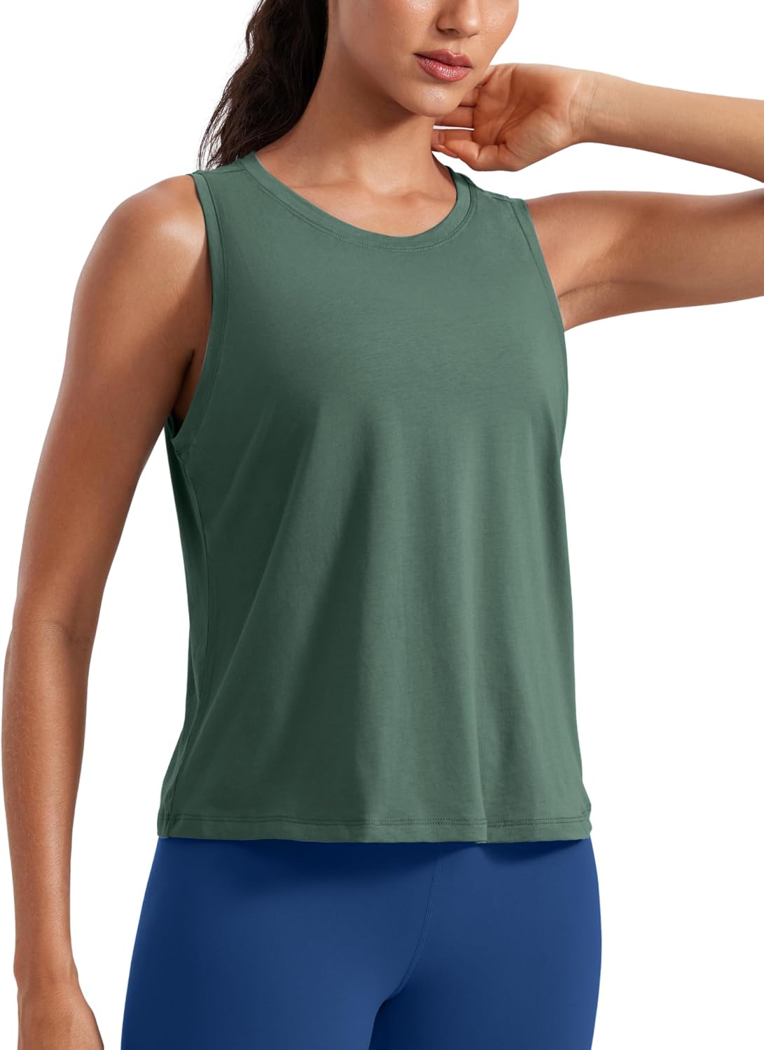 CRZ YOGA Women's Pima Cotton Sleeveless Loose Tank Tops Exercise Gym Yoga Tops Athletic Shirts