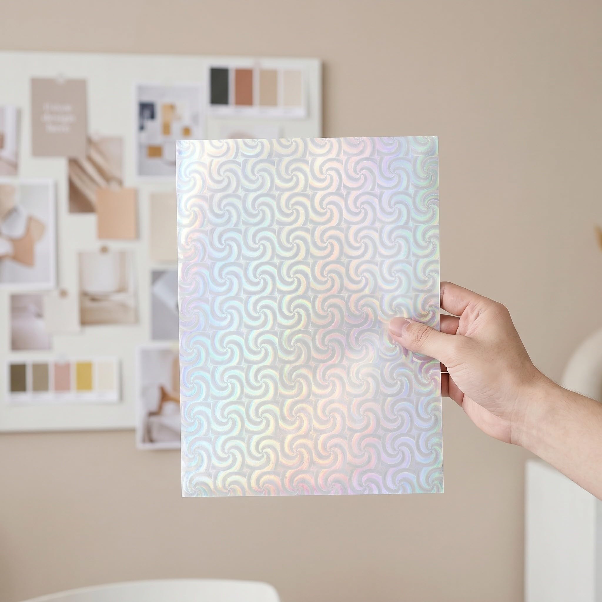Papel Fotográfico Holográfico A4 Plata Autoadhesivo Pet 20piezas