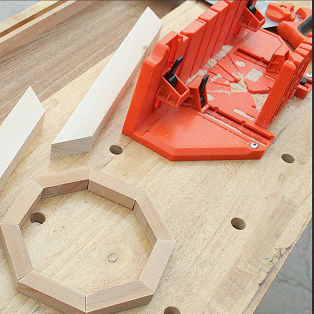 Boîte à Onglets en Plastique avec Compartiment de Scie, Outil de Coupe pour Angles 0° 22.5° 45° 90°, pour Travaux Architecturaux