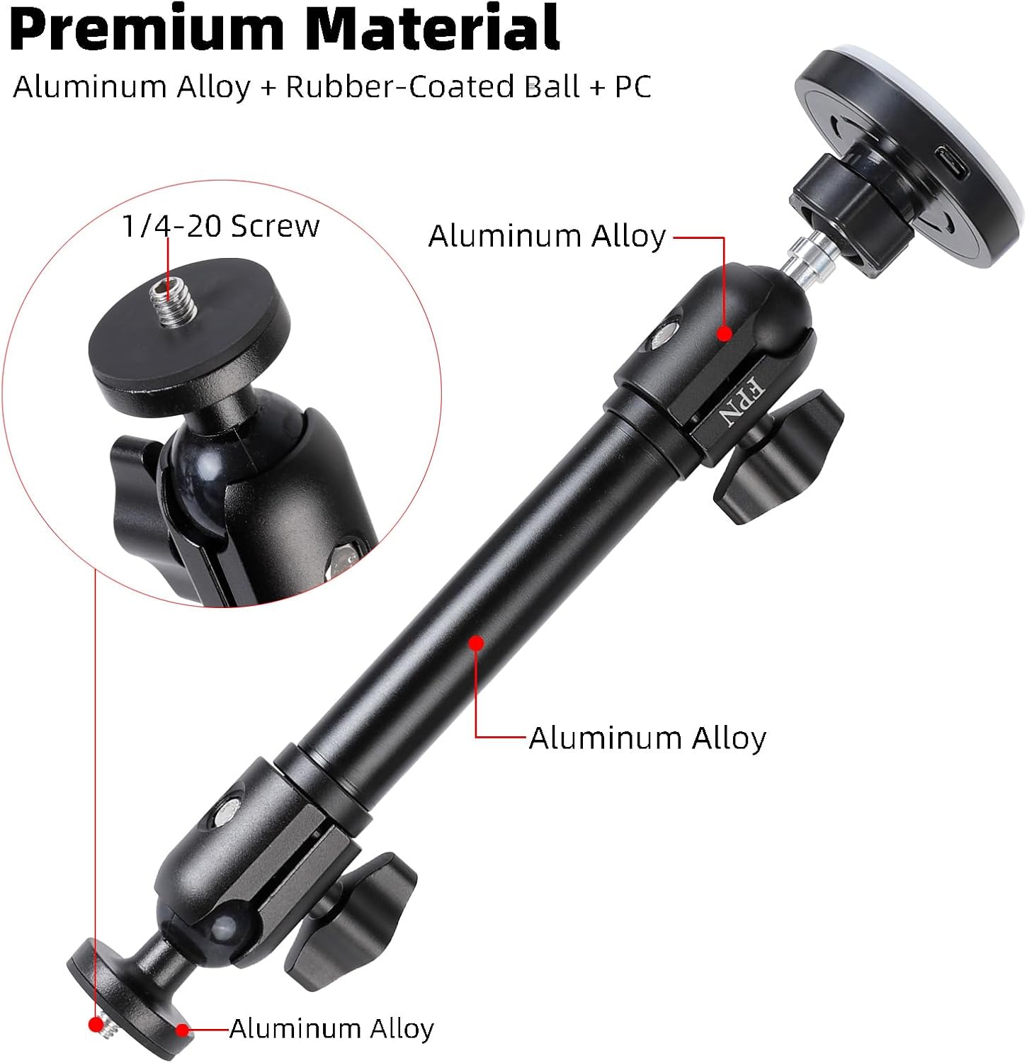 Magnetic Wireless Charging Phone Mount Holder for Ford Bronco 2021 2022 2023 2024 2025 2/4 Door, 7.3" Aluminum Alloy Arm, Dual 360 Rotation, Compatible with MagSafe iPhone 17 16 15 14 13 12 Series