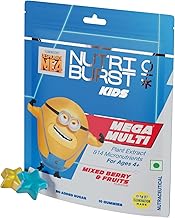 Nutriburst Minions Mega Multi Kids Gummies - 14 Essential Vit & Mins for Growth & Immune Support - Sugar-Free, Gluten-Free, Mixed Fruit Flavor, Chewable, Vegan - For Kids Aged 4+, 10 Gummies