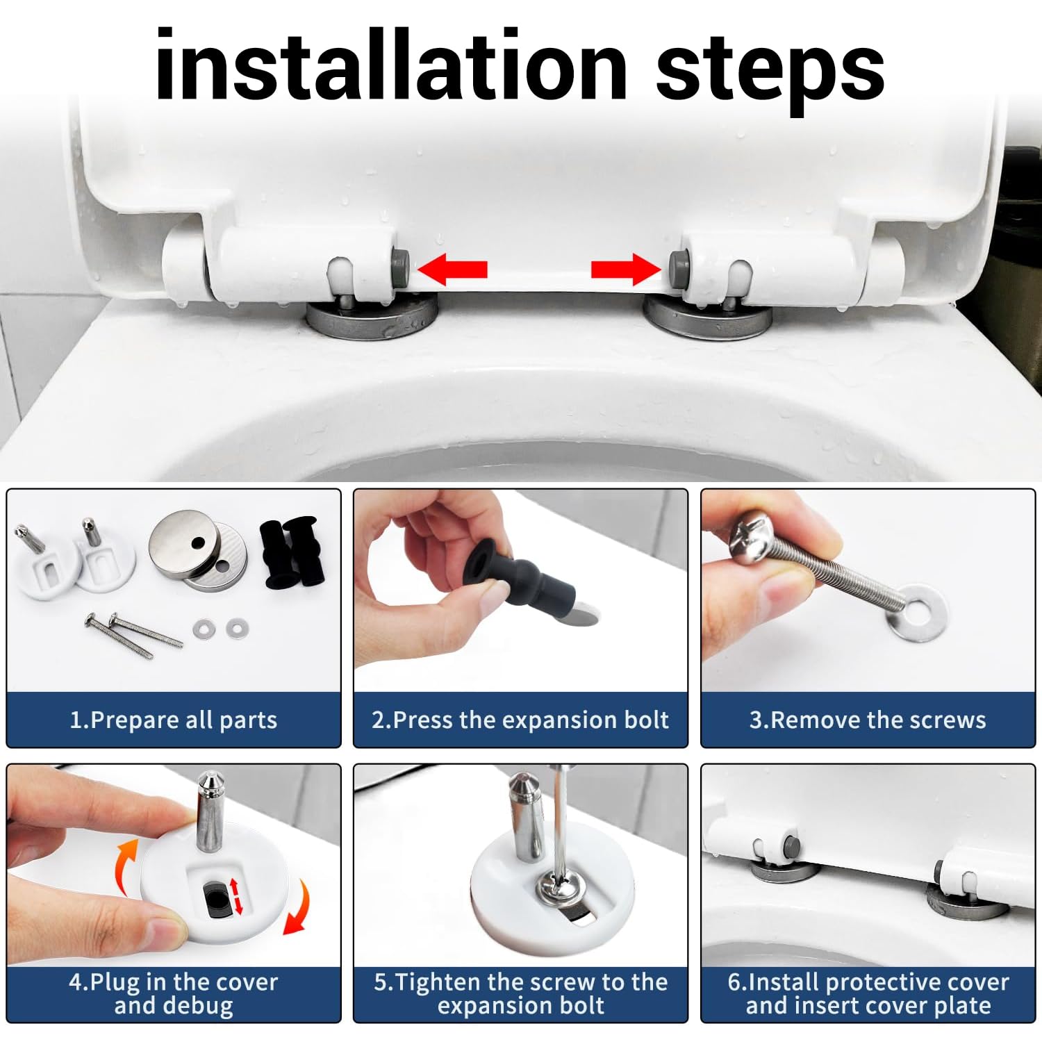 Toilet Seat Fixings - 4 Pack | Quick Release Hinges | Easy Installation | Bathroom Accessories - Image 4