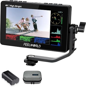 FEELWORLD F5 Prox 5.5 Inch 1600nit High Bright DSLR Camera Field Monitor with F550 Battery 2200mAh and Bag, Touchscreen Waveform LUT External Install and Power Kit 1920x1080 HDMI in Out Type-c Input