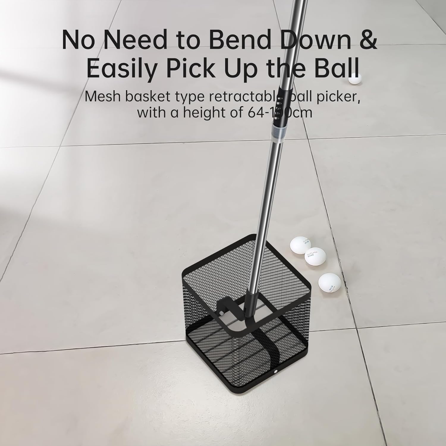 PONGBOT Table Tennis Ball Picker Retractable Ping Pong Ball Collector-Can Store 150+ Balls