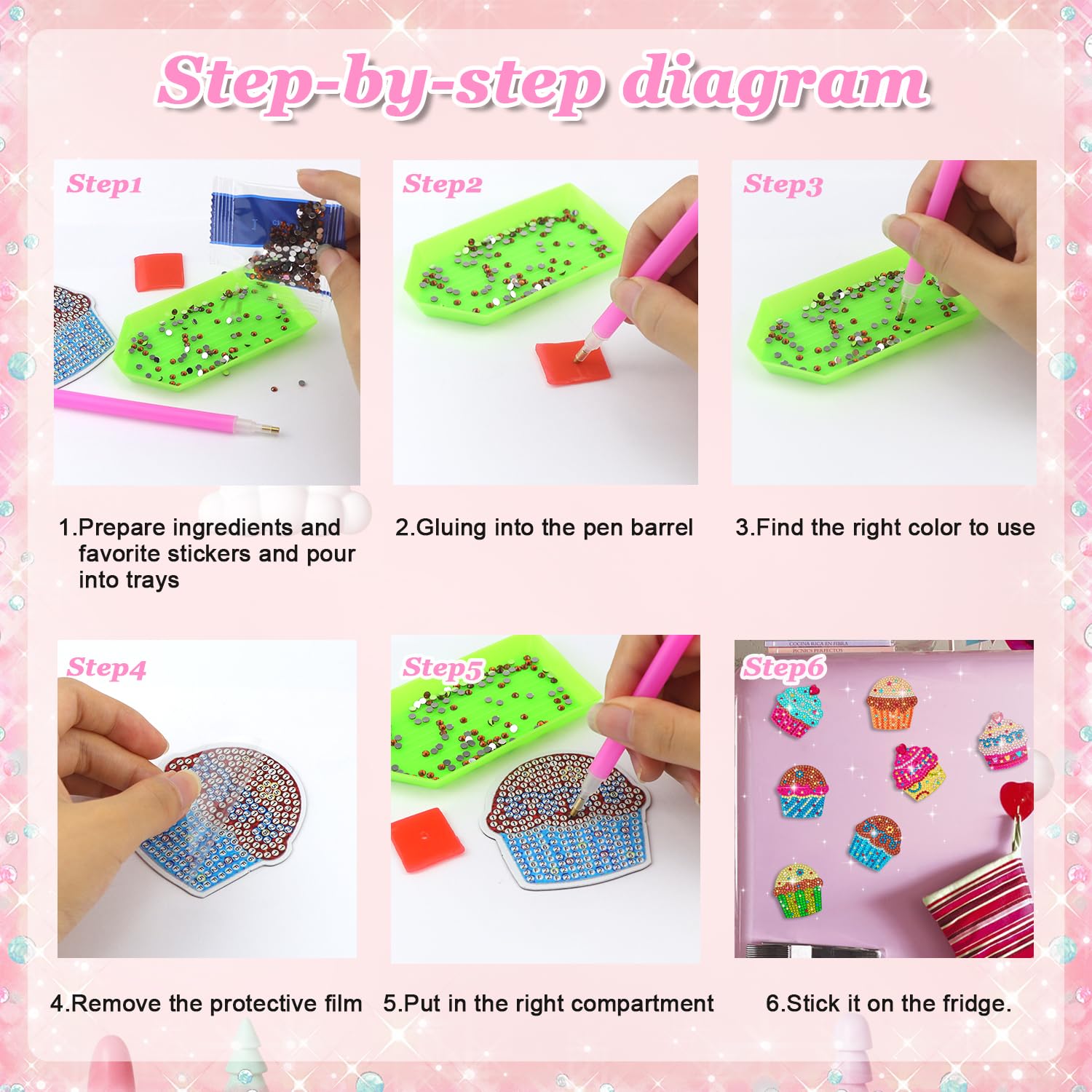 Kit Diamond Painting Noël - 12 Magnets Frigo Mignons à Compléter, Décoration Réfrigérateur Et Lave-vaisselle, Cadeau Enfant