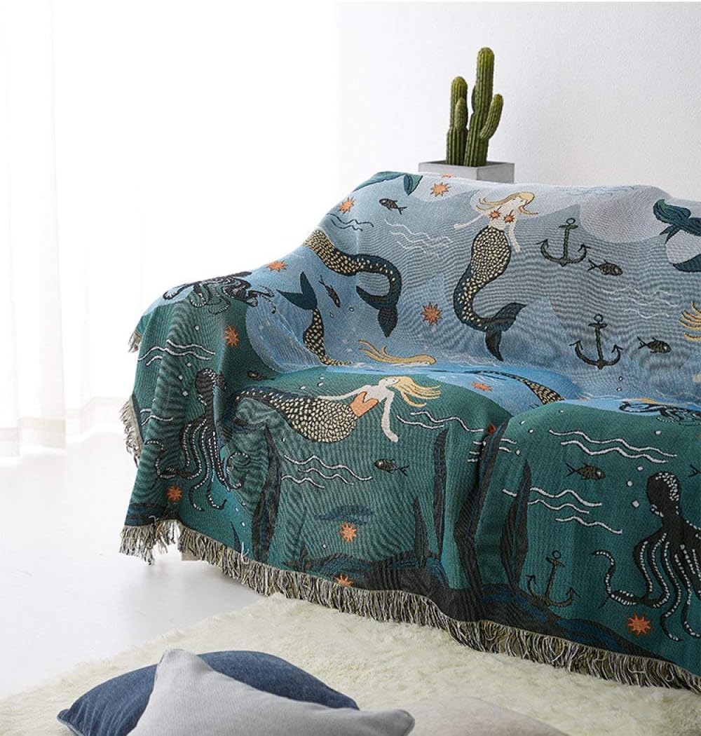 Knitted Blanket Geometry Knitted Baby Blanket Bed Sheet Furniture Protector Slipcover Air-Conditioned Tassel Quilt Tapestry Leaf 160X260CM (Leaf 90x90CM)