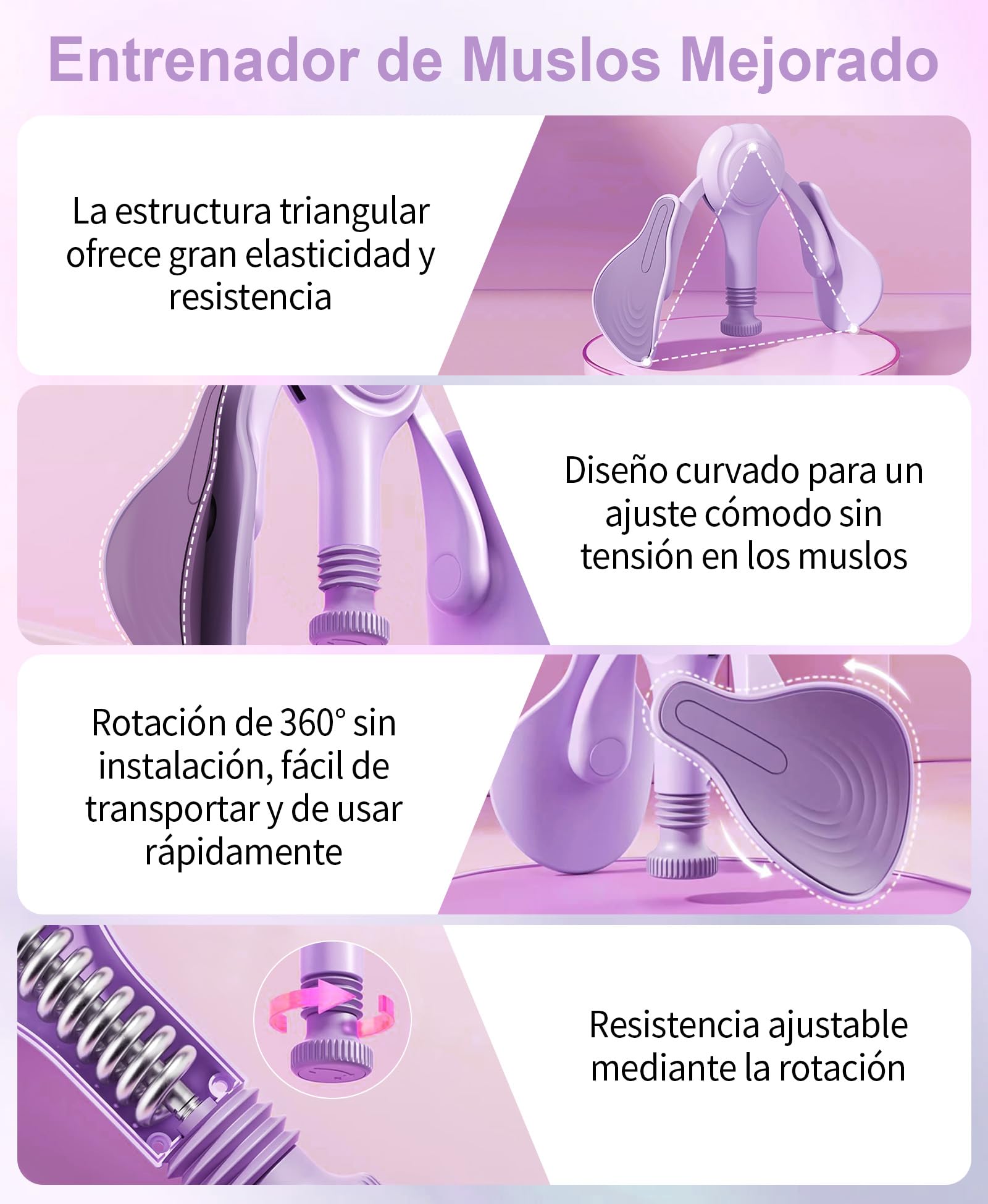 Ejercitador de Muslos y Suelo Pélvico para Mujeres Máquina de Ejercicio Interno de Piernas con Banda de Resistencia Kegel Trainer Tonificador de Glúteos y Musculatura Abdominal para Casa