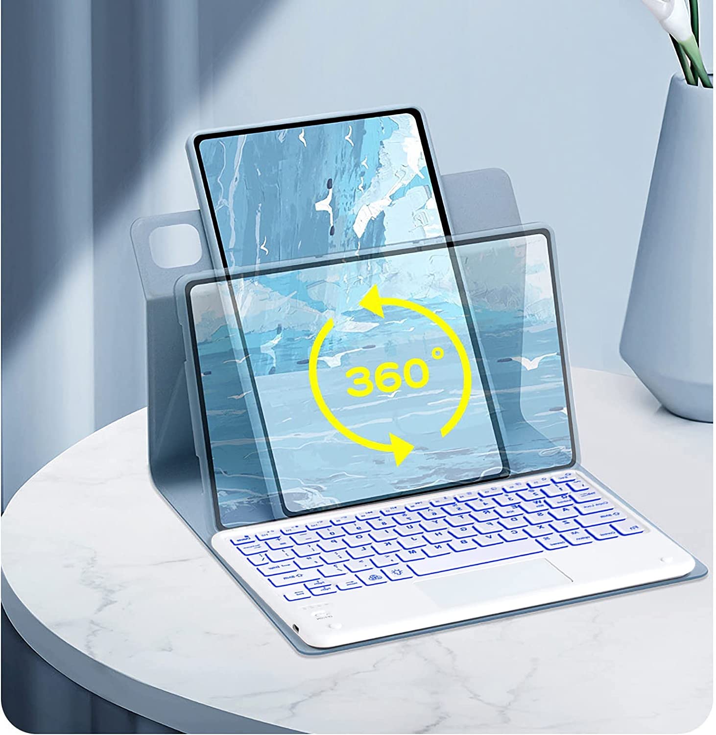 Toetsenbordhoes voor Lenovo Tab P11 (2nd Gen)/Plus 11.5 2023, Magnetisch Afneembaar Toetsenbord met Bluetooth-Muis, Schattig Ronde Dop Toetsenbord,Roze