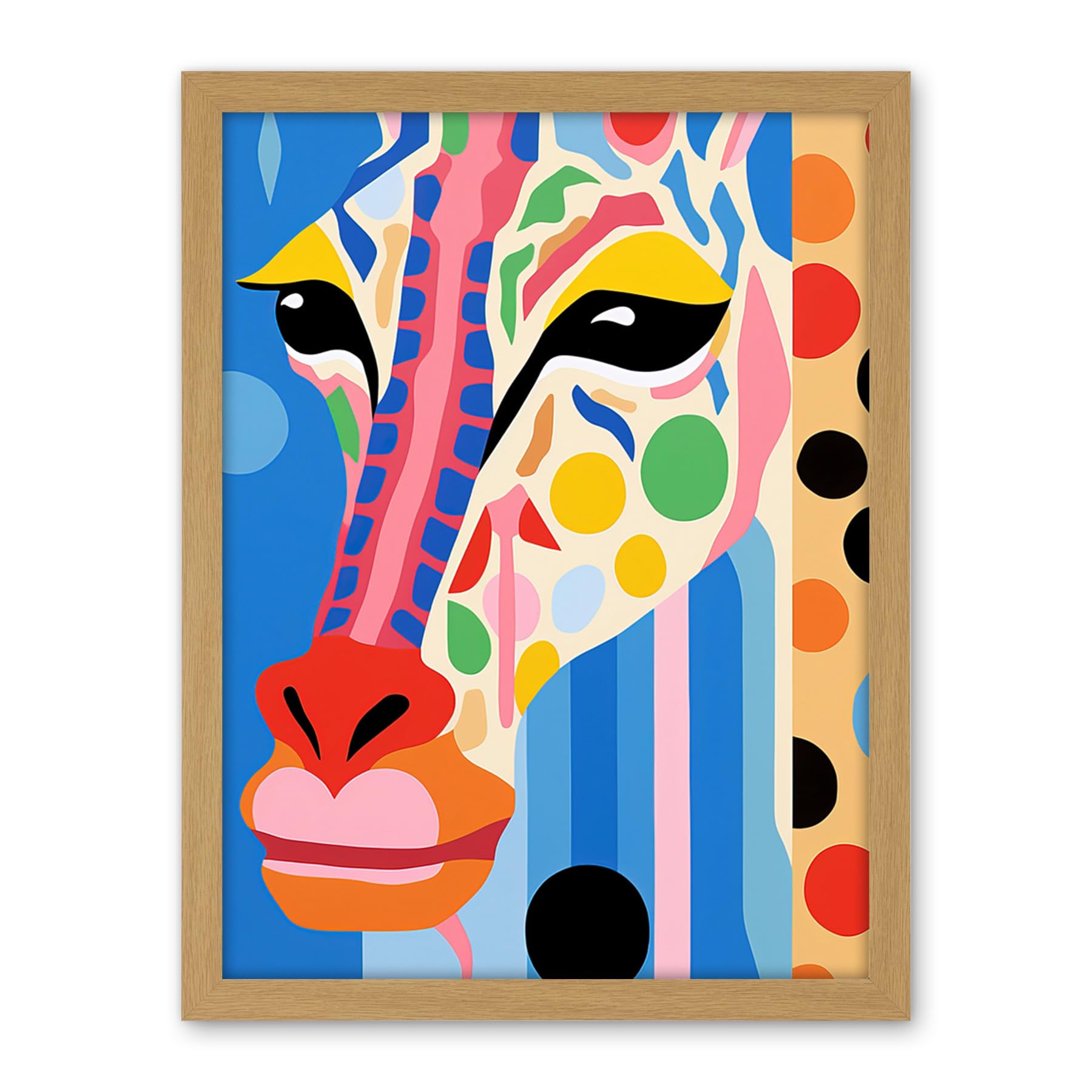 Artery8 I Woke Up Like This Giraffe Henri Matisse Style Artwork Vibrant Abstract Portrait Artwork Framed Wall Art Print 18X24 Inch