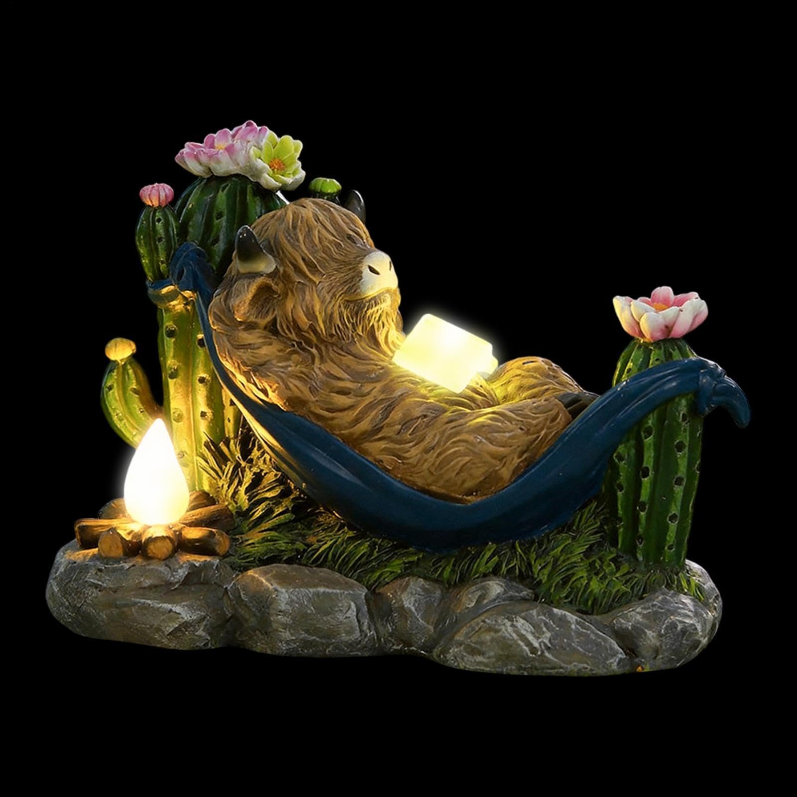 Statua solare da giardino, scultura in resina con luce solare, impermeabile