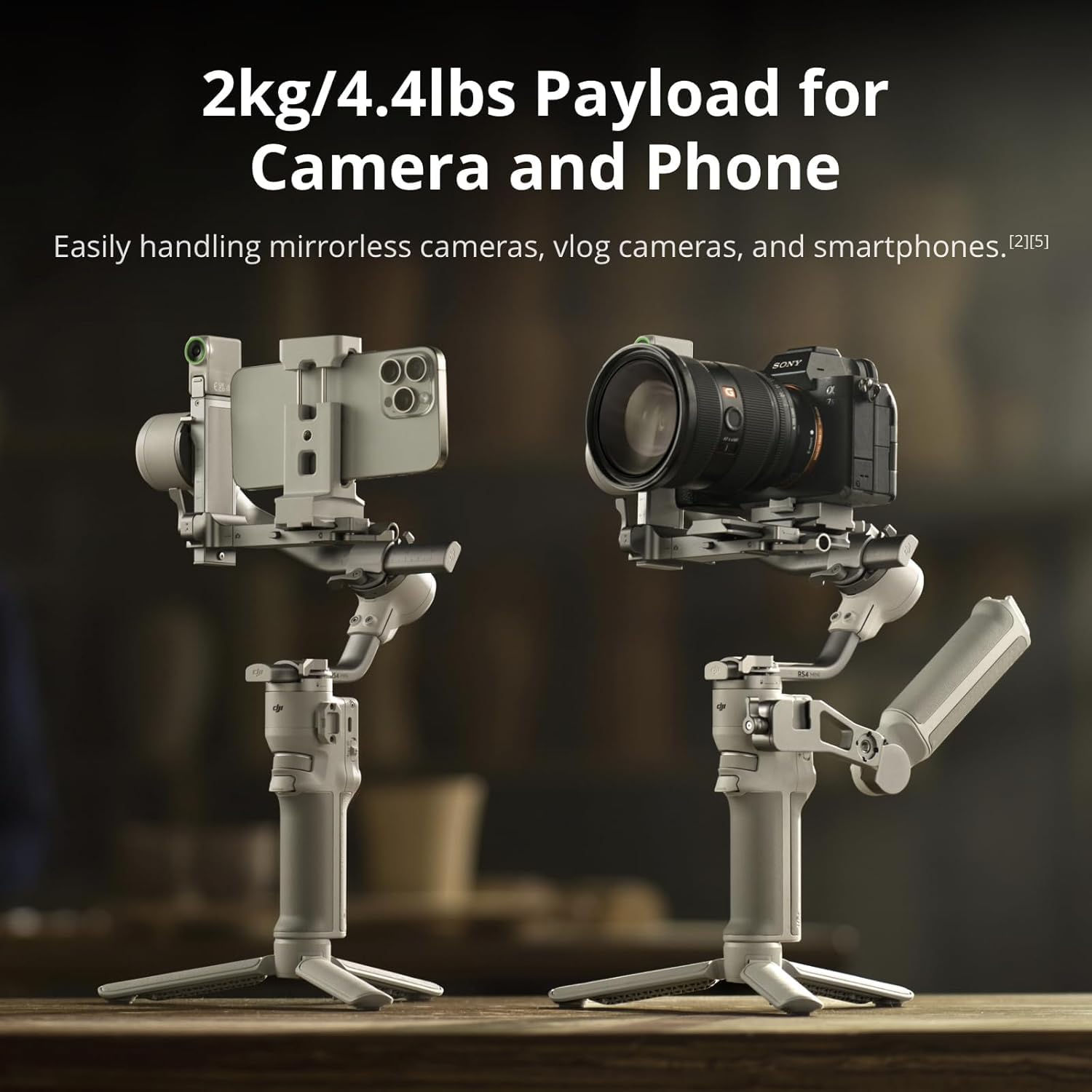 DJI RS 4 Mini, Gimbal Stabilizer for Cameras, Auto Axis Locks, Camera Gimbal, Native Vertical Shooting + Turnstile Wireless Lavalier 2X Microphones (): Intelligent Tracking Module