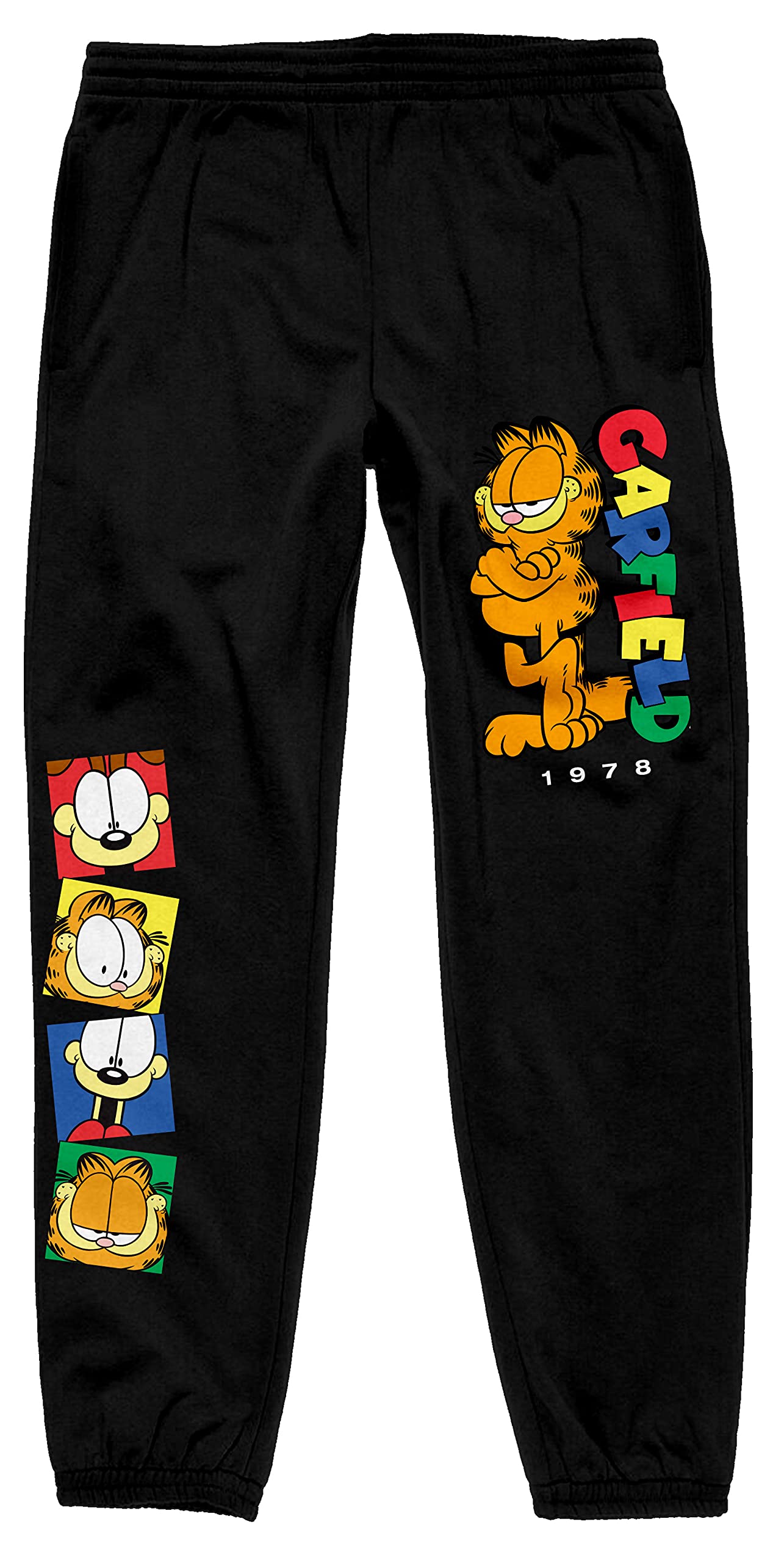 Garfield 1978 Colorful Logo and Characters Mens Black Graphic Sweatpants