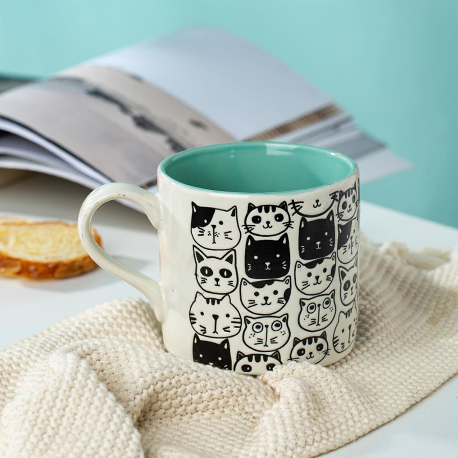 17oz Colorful Cat Mugs for Cat Lovers, Cute Ceramic Coffee and Tea Mug, Dishwasher Microwave Safe Novelty Coffee Cup for Plant Lover, Mugs Gift for Women and Men - Image 4