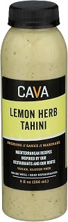 CAVA Lemon Herb Tahini Sauce, 9 oz - Creamy Sesame Blend with Fresh Herbs, Vegetarian Low-Cal Dressing