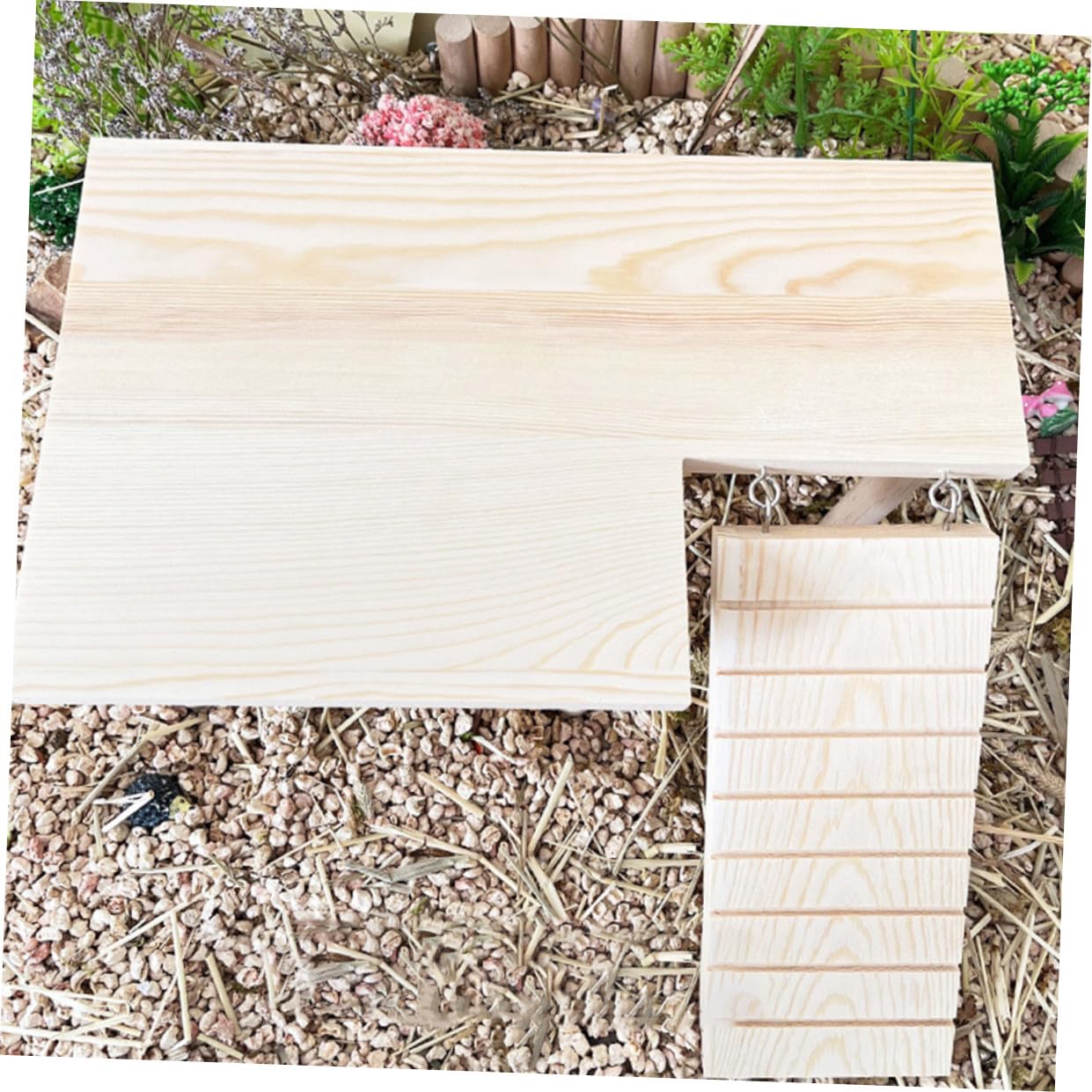 ifundom Hamsterplattform Fördert Bewegung und Platzausnutzung für Käfig Holzspielzeug mit Leiter Dekoratives Kleines Haustier Spielzeug aus Beige Holz