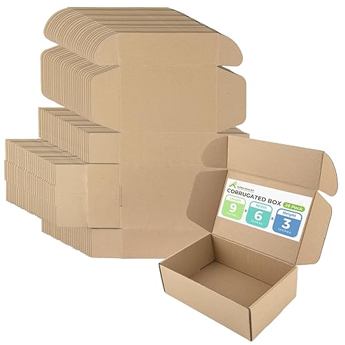 Miniatura 22 de Golden State Art, Paquete de 26 cajas de envío de 8 x 6 x 2 pulgadas, cajas de cartón corrugado marrón para enviar por correo, embalaje