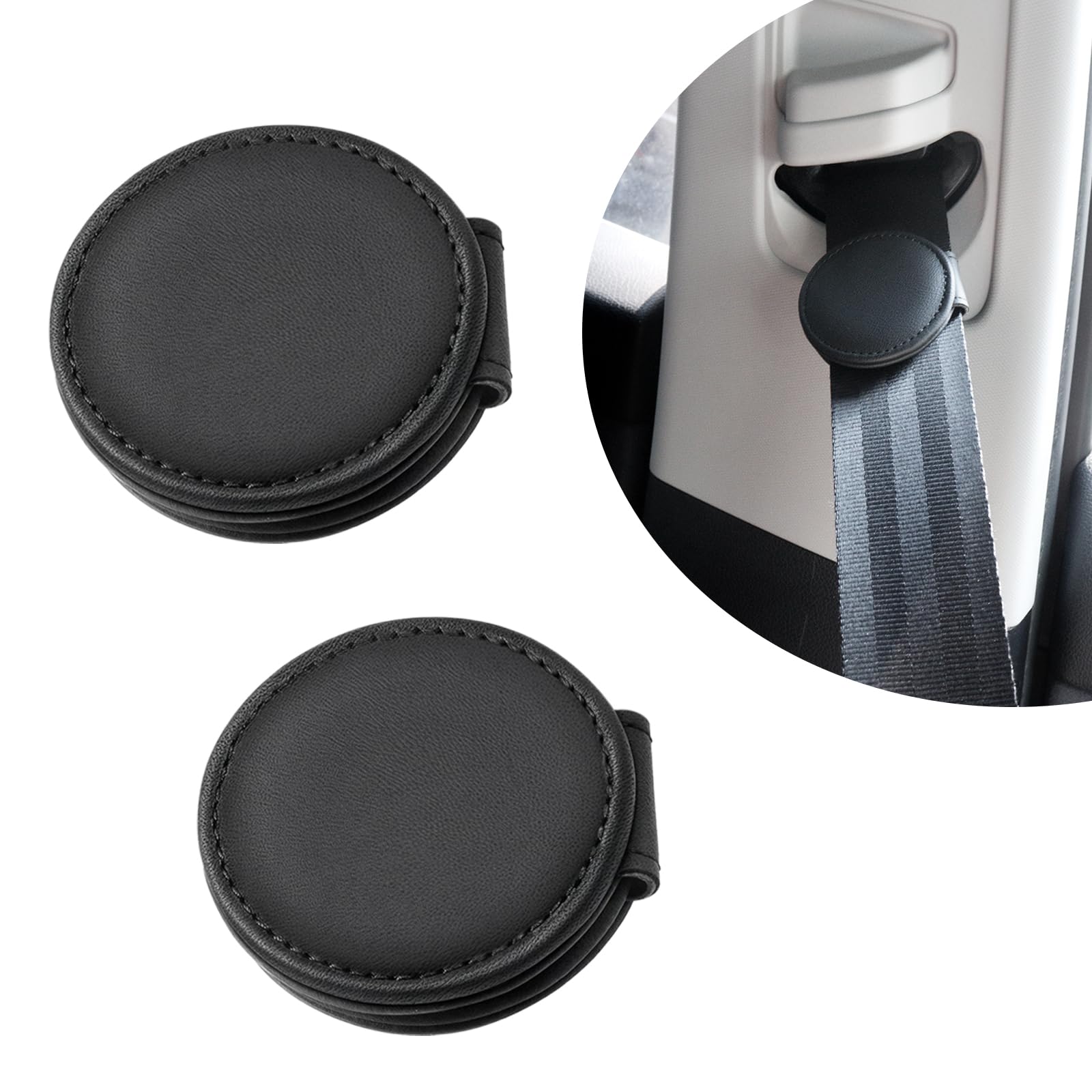 Spidfee Magnetic Belt Clip Adjuster Shoulder Strap Positioners Relieves Neck & Shoulder Pressure Enhances Traveling Safety & Comfort Universal Fits for Vehicle - 2pcs Black