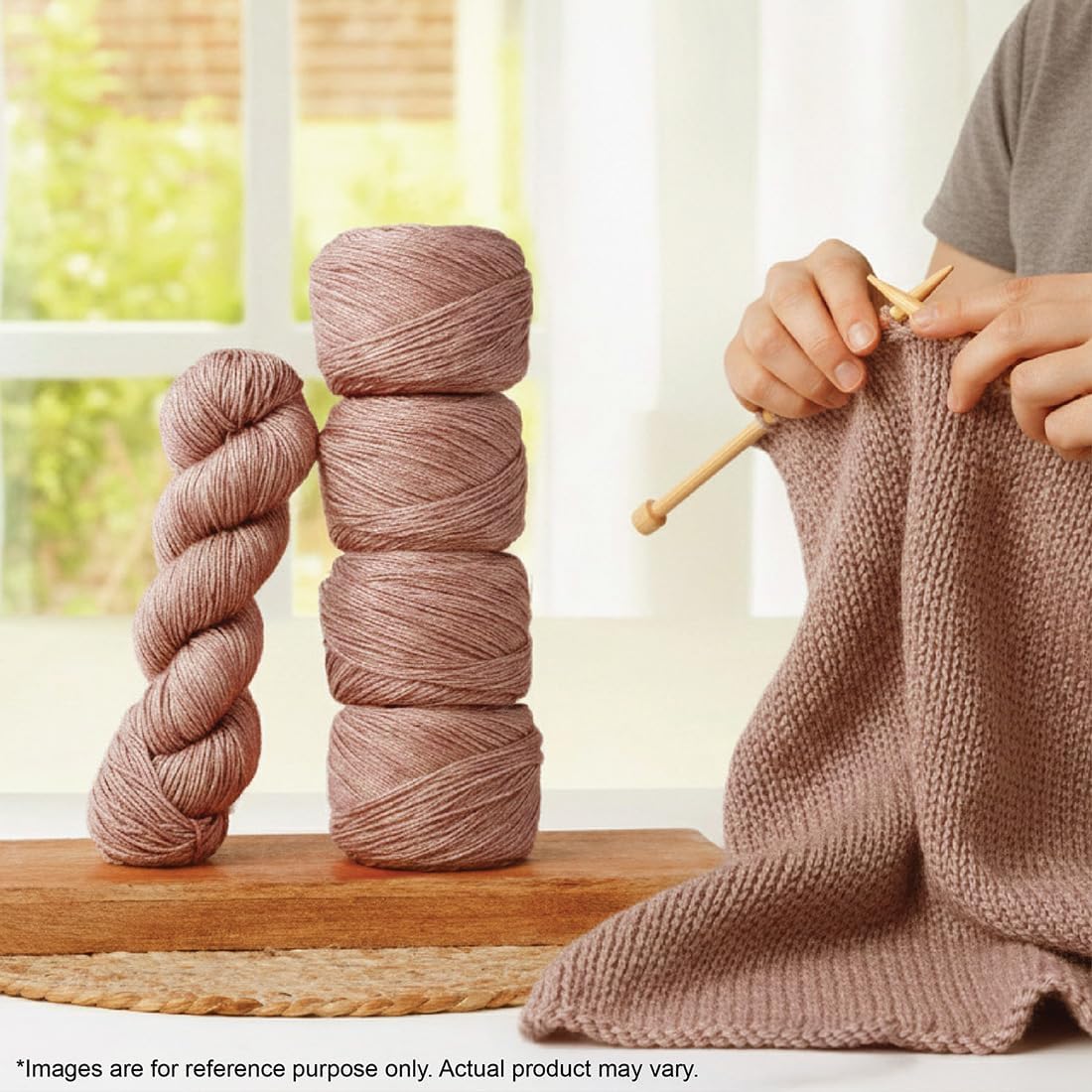 KnitPro Symfonie Hand Dyed Yarn | Extra Fine Merino Wool & Silk Blend for Knitting & Crocheting, DK Weight, Oeko-TEX Certified, Colorfast Fiber 182m, 100g Skein | Luna Semisolid Pink Pearl