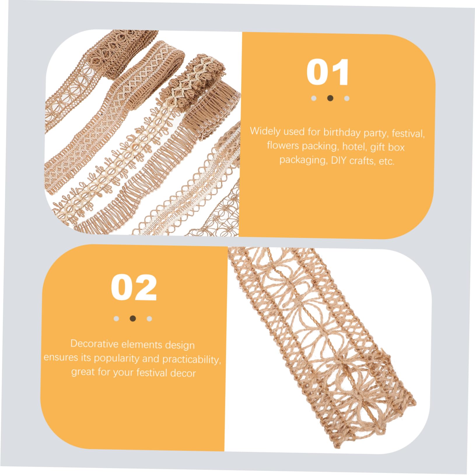 HOMSFOU 2 Sätze Teiliges Kreative Webbänder Jute Für Kleidung Schuhe Und Hüte Vielseitige Diy Bastelmaterialien Zur Dekoration Und Verpackung 8 Stück * 2
