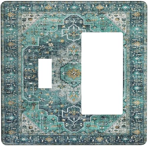 Miniatura 118 de Cubiertas de Interruptor de Luz de Palanca Simple con Diseño Abstracto de Sol Amanecer Retro, Placa Decorativa Arcoíris Atardecer de 1 Gang, Placa