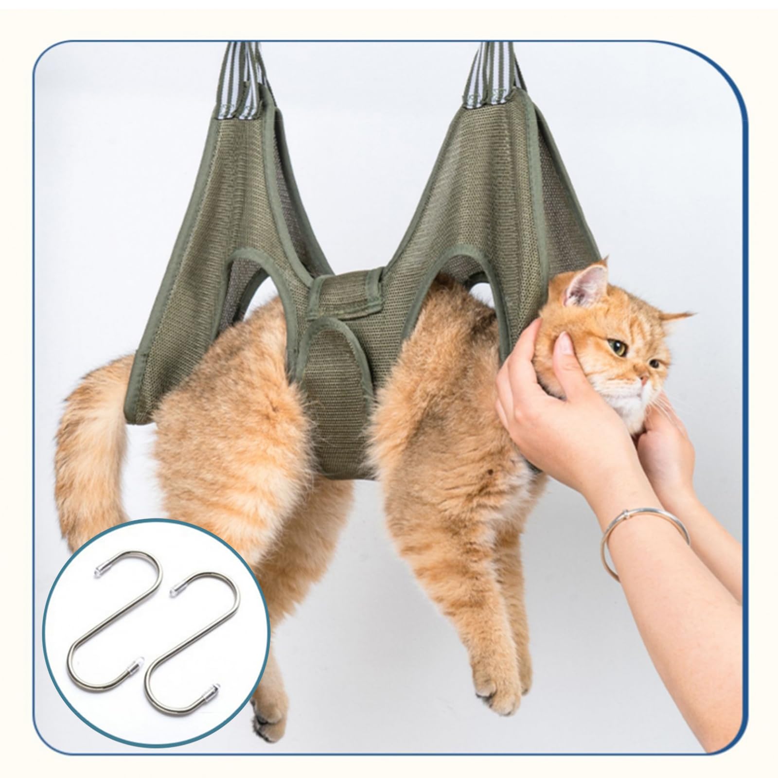 Katzenpflege Hängematte mit Sicherheitsgurt zum Nagelschneiden (S, Dunkelgrün)