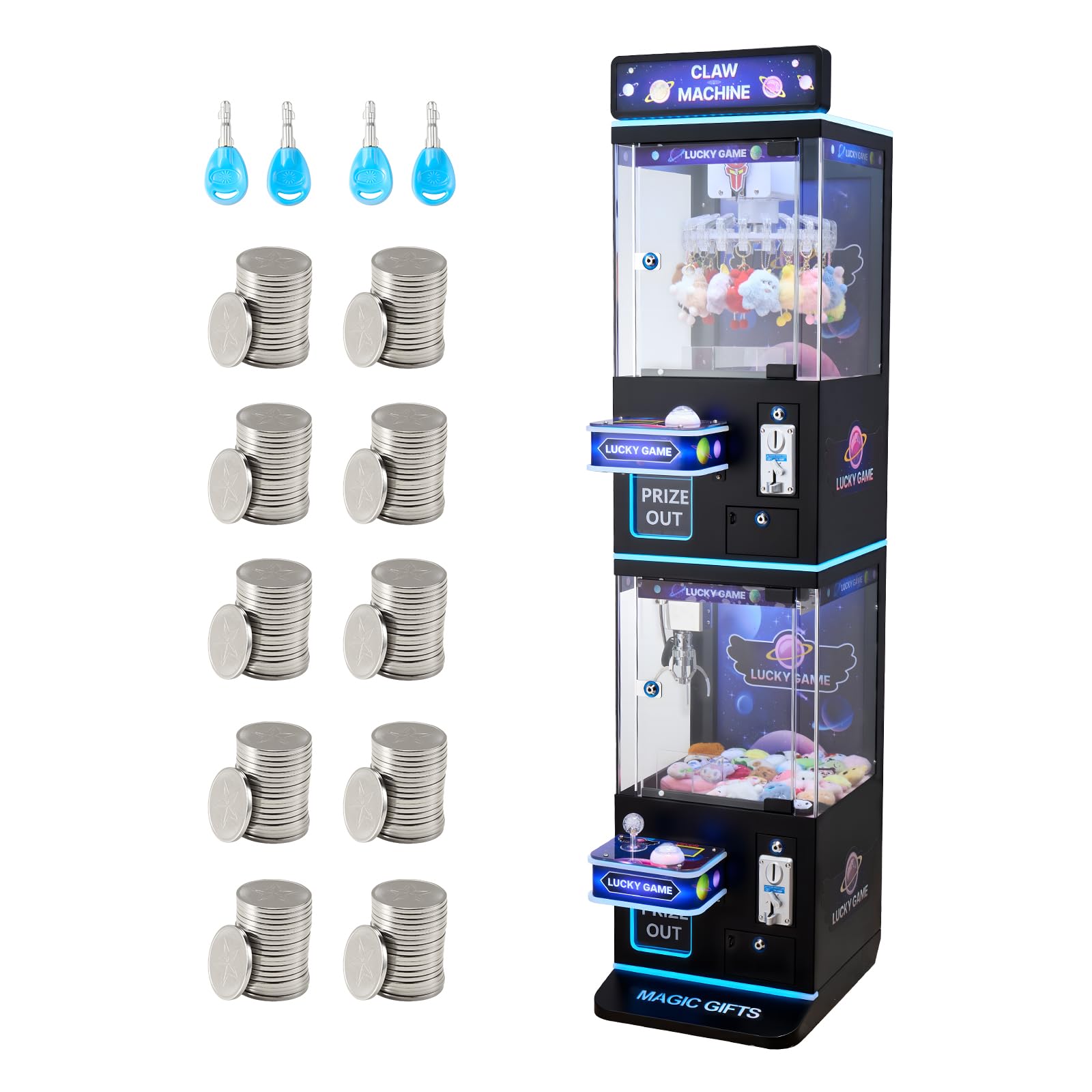 VEVOR Claw Crane Machine, Medium-Sized Arcade Game Machine with Claw + Grabber Double-Layer, Light & Sound, Toy Candy Grabber Prize Dispenser Vending Toy, for Commercial Home Cinema, Black Purple Dual-mode convertible Purple