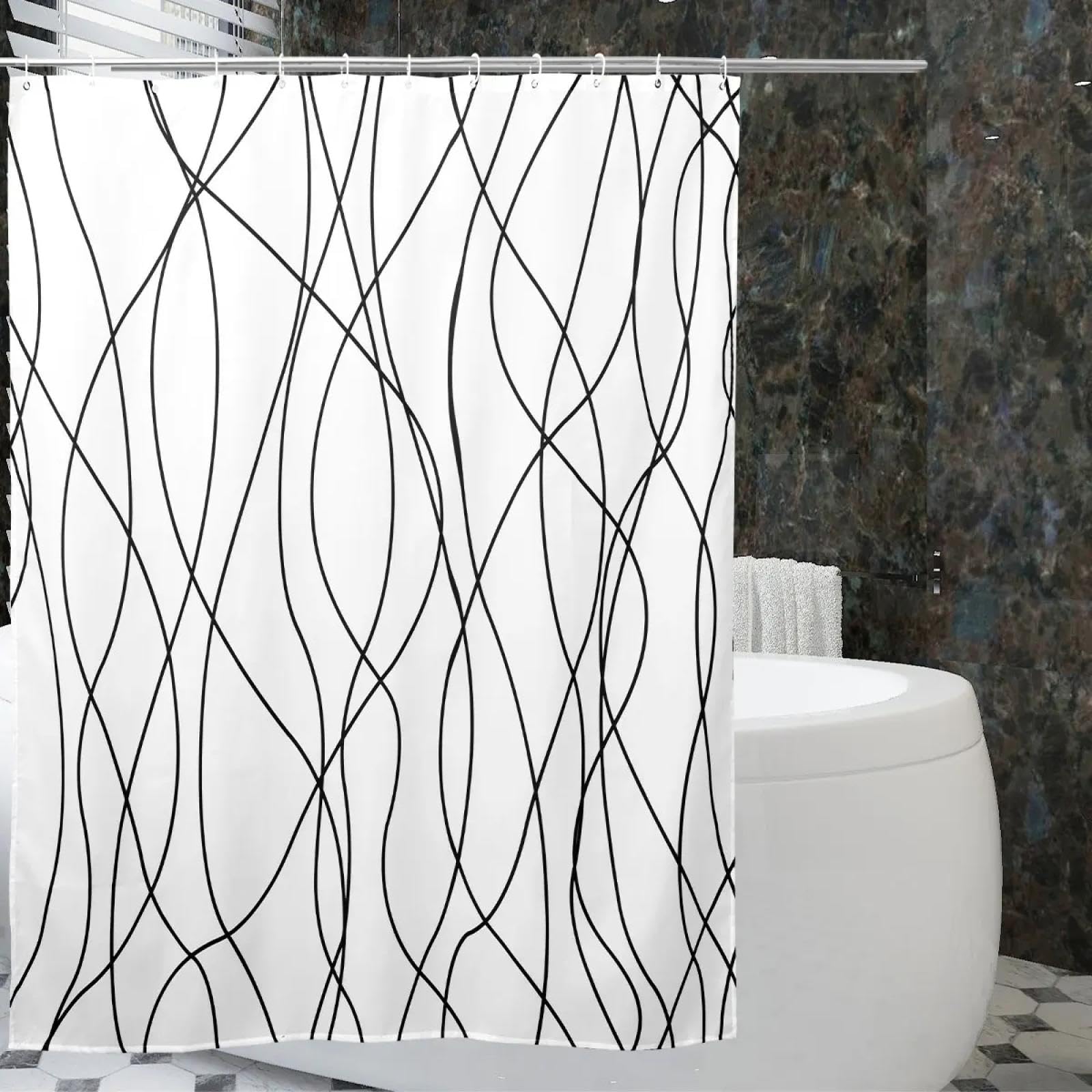 Cortina de ducha impermeable resistente al moho, lavable y fácil de limpiar, poliéster ponderado, 300 x 200 cm, perfecta para decoración de baño