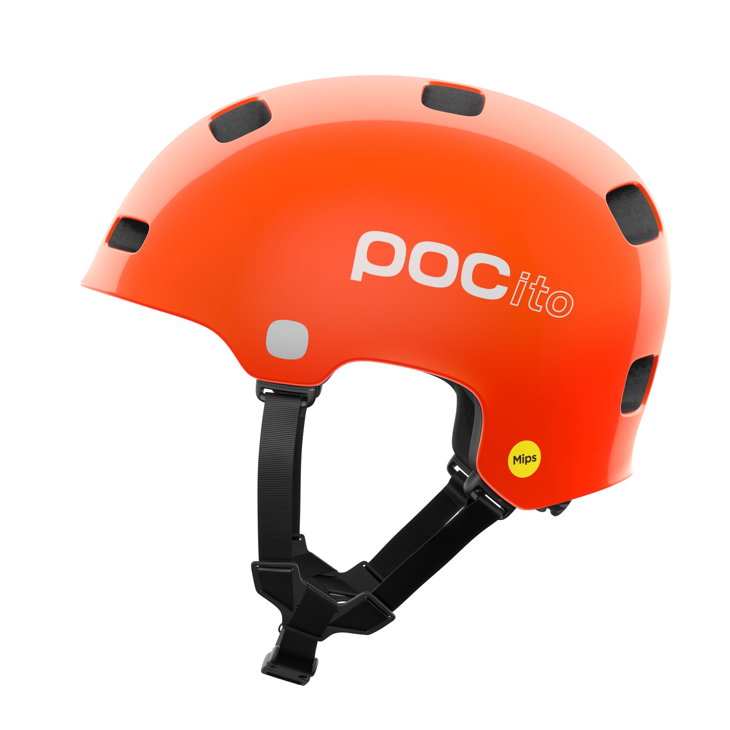 POC POCito Crane MIPS – Kids’ Bike Helmet with MIPS Evolve Protection, Tough PC Shell, Fluorescent Colours, Reflective Details and 360° Adjustable Fit