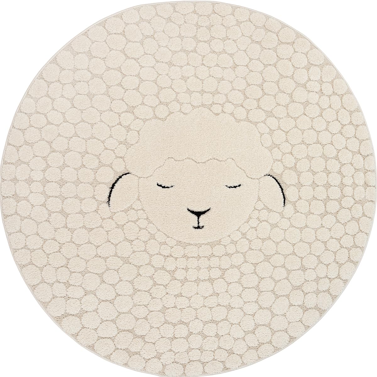 the carpet Elisa Kids Tapis pour Chambre d'enfant, Tapis pour Enfant, Tapis de Jeu, Facile d'entretien, résistant, crème, 160 cm Rond
