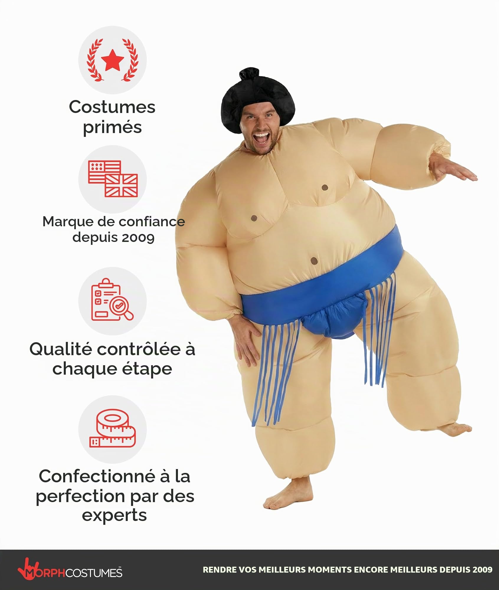 Morph Costume de lutteur Sumo gonflable, costume de sumo gonflable, costume d'Halloween pour homme, costume d'Halloween pour homme