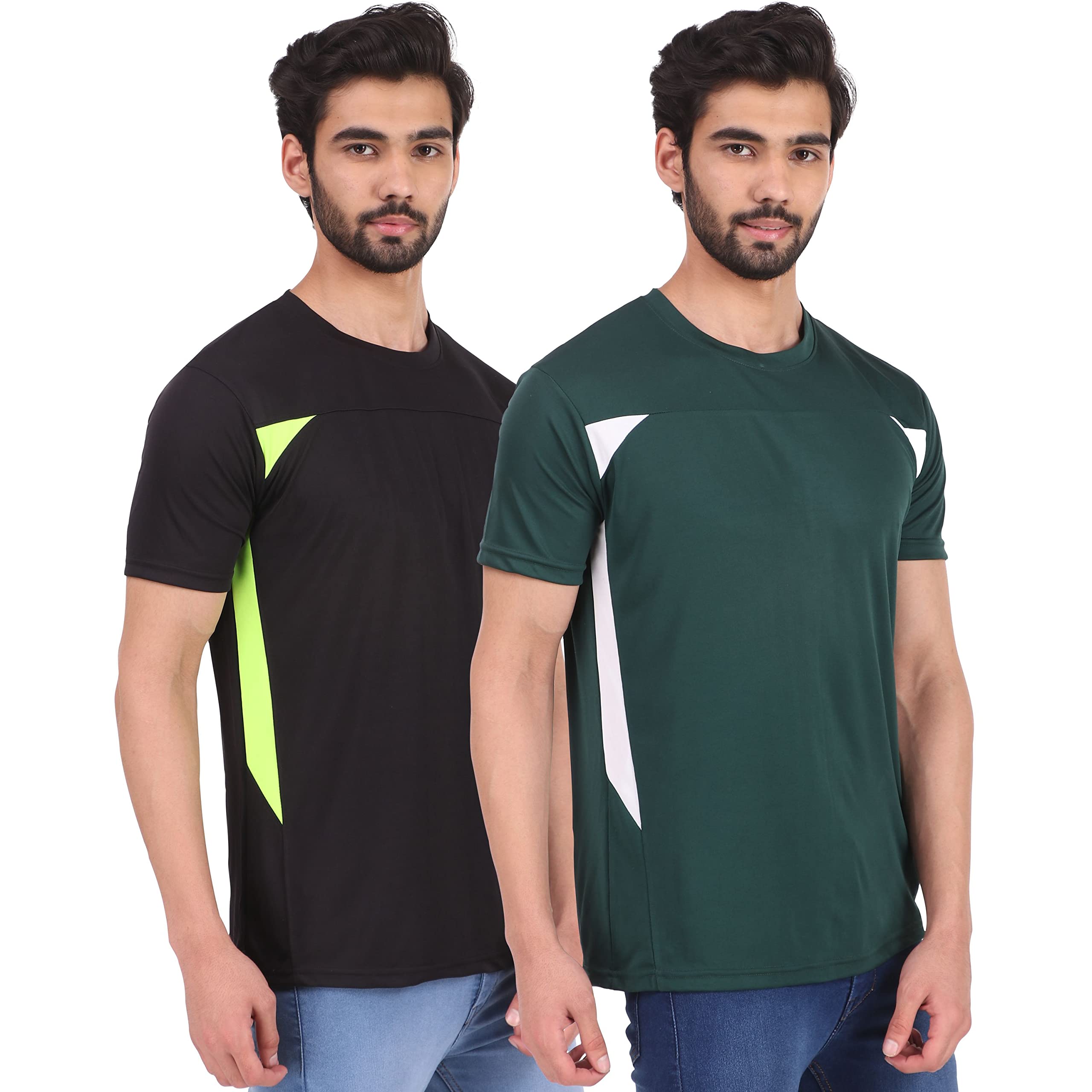 London HillsSolid Men Round Neck Sports T-Shirt (Pack of 2)