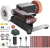 Mini Electric Belt Sander, Upgrade 7 Adjustable Speed Electric Belt Sanding Machine with Full Set of Accessories, Multifunctional Bench Polishing Grinder for DIY Woodworking Metal MakingUK Plug