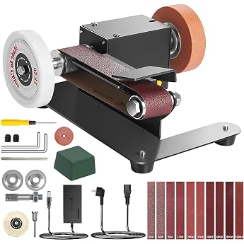 Mini Electric Belt Sander 350 W Stationary Sander 7-Level Adjustable Polisher with Complete Accessories Multifunctional DIY Table Polishing Machine for Wood and Metalworking