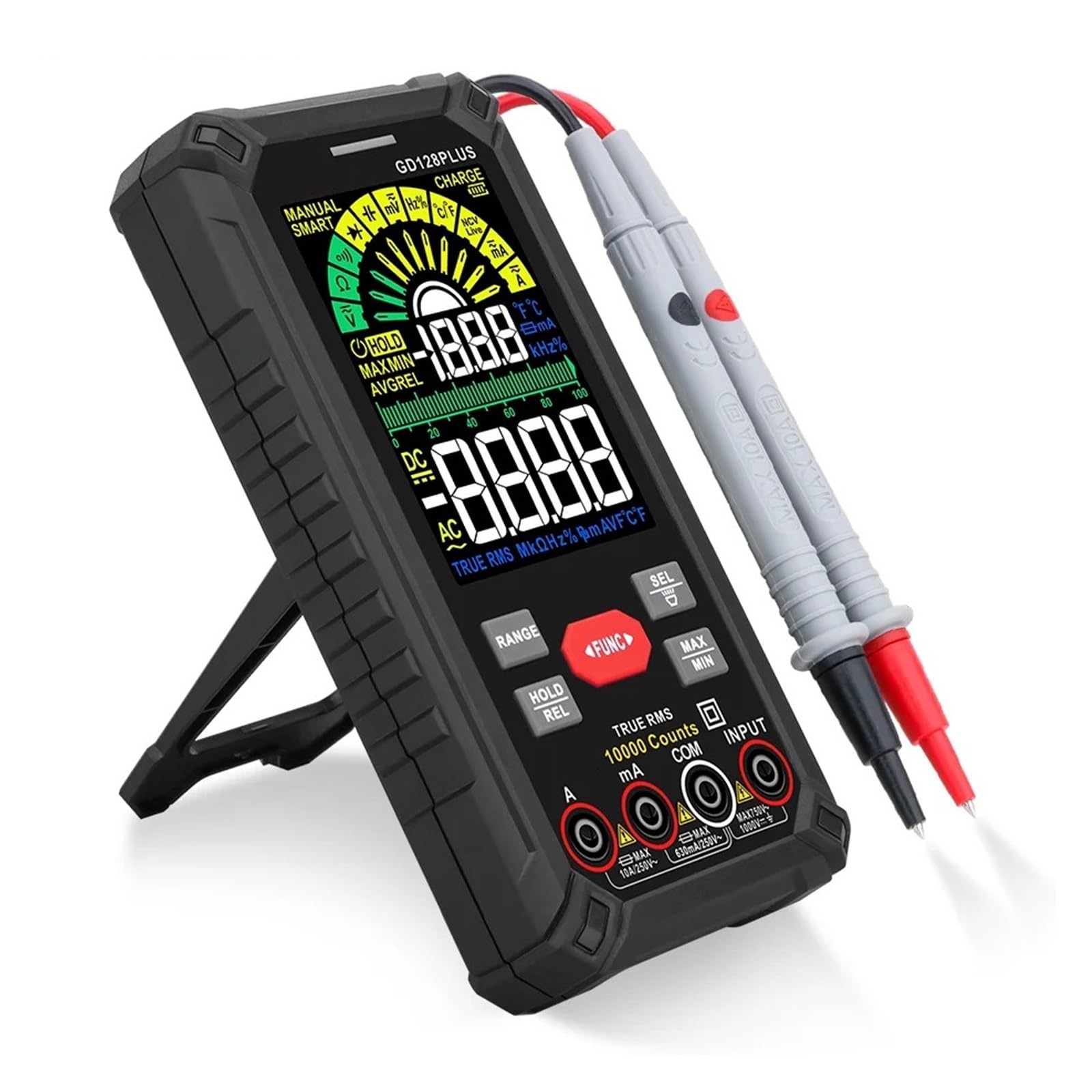 Inteligentny Multimetr Cyfrowy 9999 Zliczeń Kolorowy Wyświetlacz LCD DC Napięcie Prądu Przemiennego True Multimetro Akumulator Multitester Bezpieczny, Praktyczny, DokłAdny