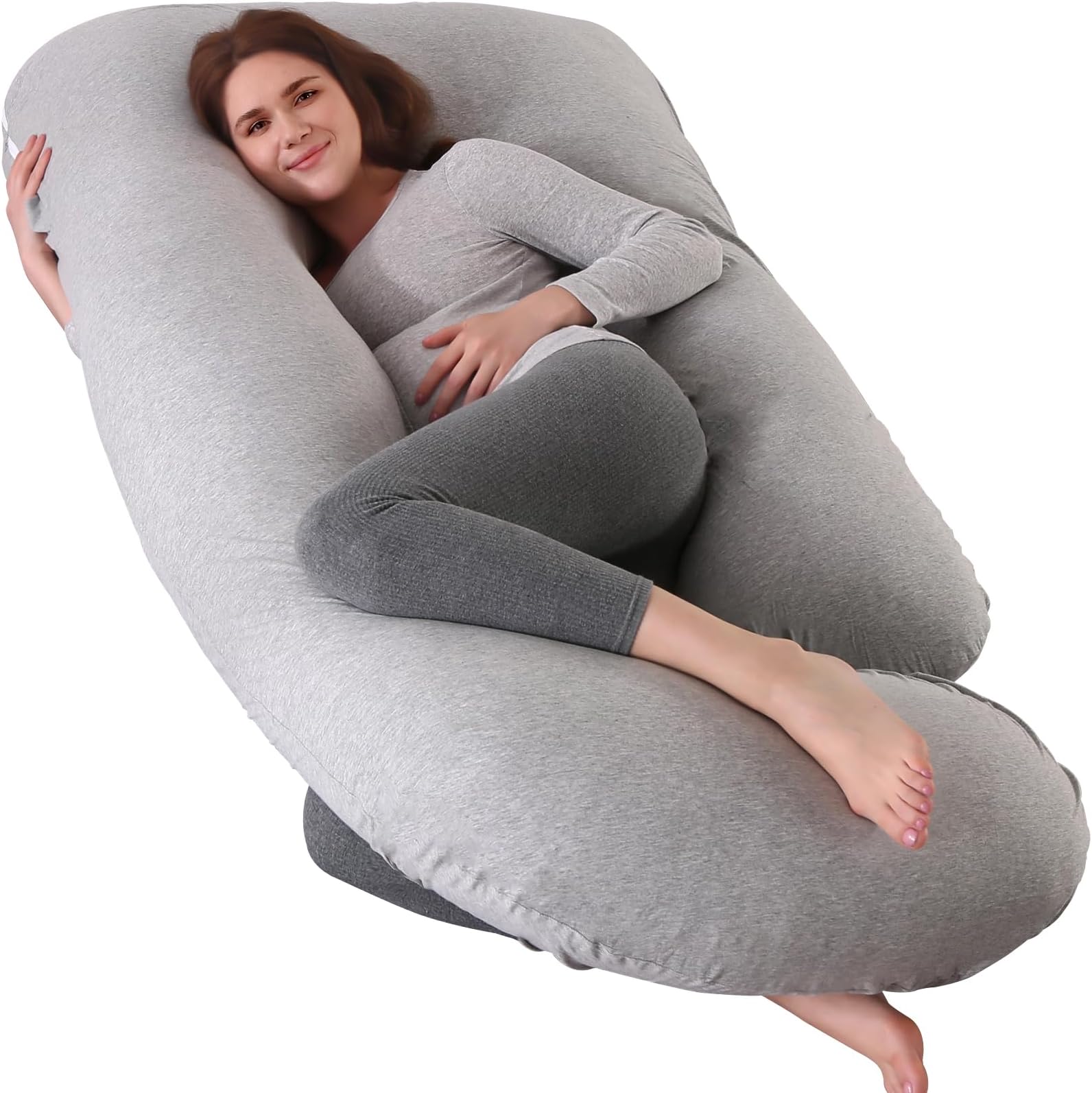 cauzyartPregnancy Pillows for Sleeping U-Shape Full Body Pillow and Maternity Support - for Back, HIPS, Legs, Belly for Pregnant Women with Removable Jersey Cotton Cover