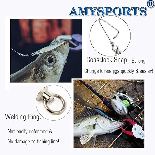 Miniatura 4 de AMYSPORTS - Cojinete con punta de rótula para pescar de alta resistencia e inoxidable, junta de rótula resistente a la corrosión para pescar en agua