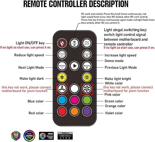 Miniatura 7 de ARGB PWM Fan Hub, direccionable 5V-3PIN ARGB 12V 4PIN PWM 2 en 1 RGB Hub de ventilador con controlador y entrada de alimentación SATA, 9 puertos de
