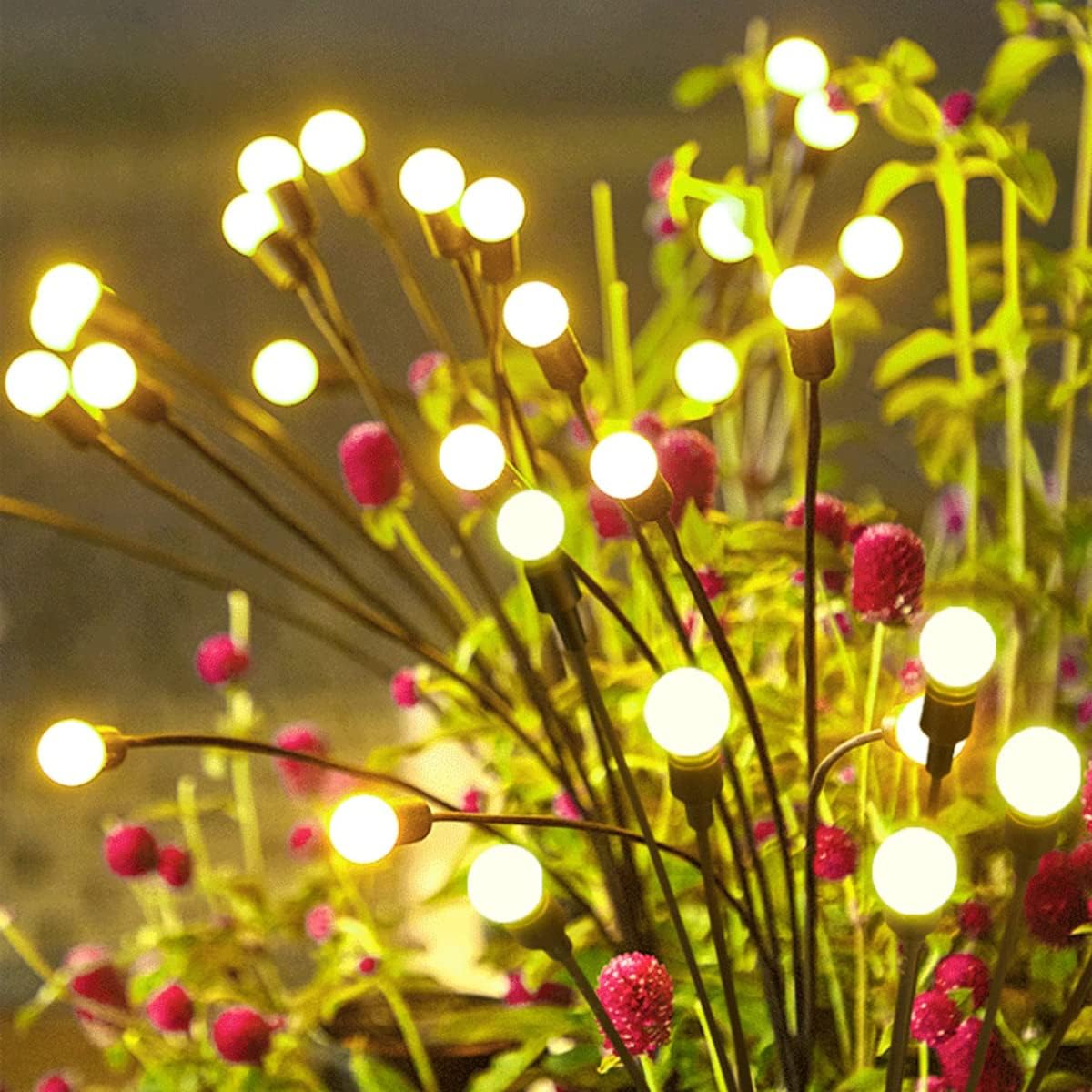 ABS Solar Garden Lights, New Upgraded Solar Powered Firefly Lights Outdoor Waterproof Solar Garden Decorative Lights For Yard Patio Pathway Decoration, Warm White (6 Led 2Pack)