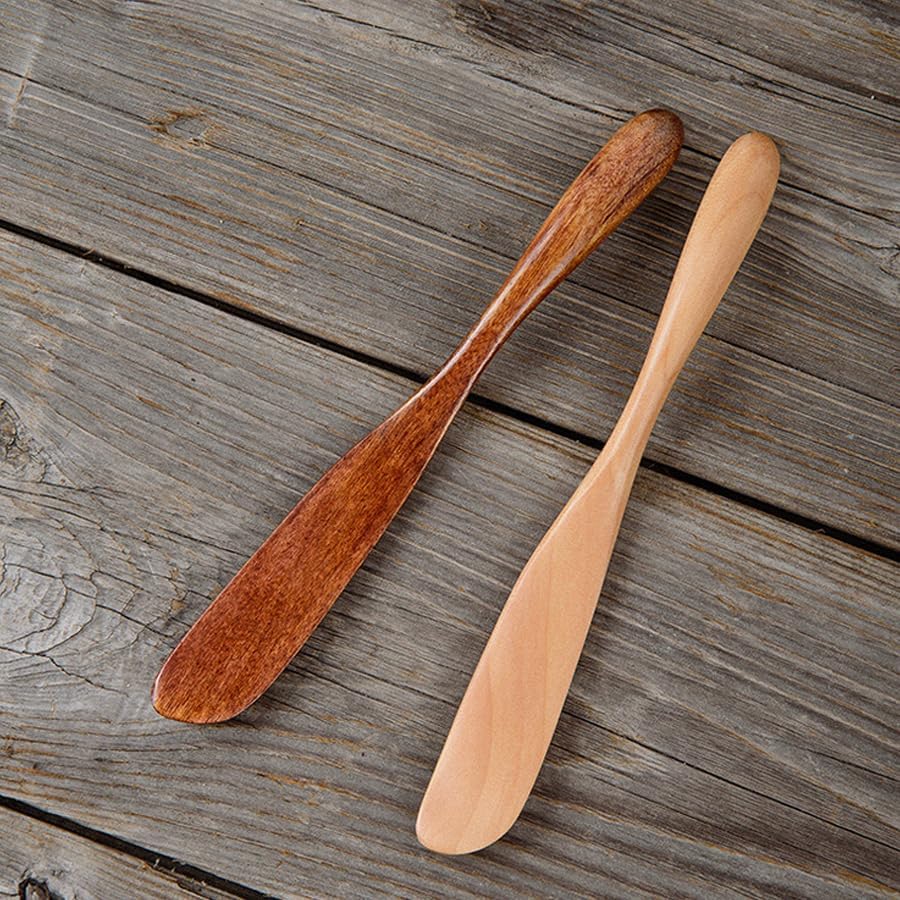 Miniatura 6 de Cuchillo esparcidor de mantequilla, cuchillos de postre de queso de madera, cuchillo de mantequilla de desayuno, rebanador de sándwiches, paquete de