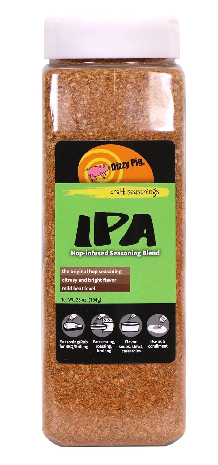 Dizzy Pig IPA Hop-Infused Seasoning Rub Blend (Quart Shaker) - Seasons Around 120lbs of Food - Hand Made in the USA - MSG Free, Gluten Free