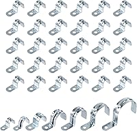 Vista 13 de Swpeet 20 piezas de 2 "(50 mm) zinc plateado un agujero EMT correa de tubo, correas de tubería U soporte de tubo abrazadera de tubo 1 agujero a