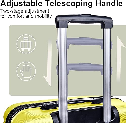 Miniatura 3 de HOUAGI Juego de equipaje expandible ABS rígido, 3 piezas, equipaje, duro, ligero, duradero, juegos de maletas, ruedas giratorias, maleta con bloqueo