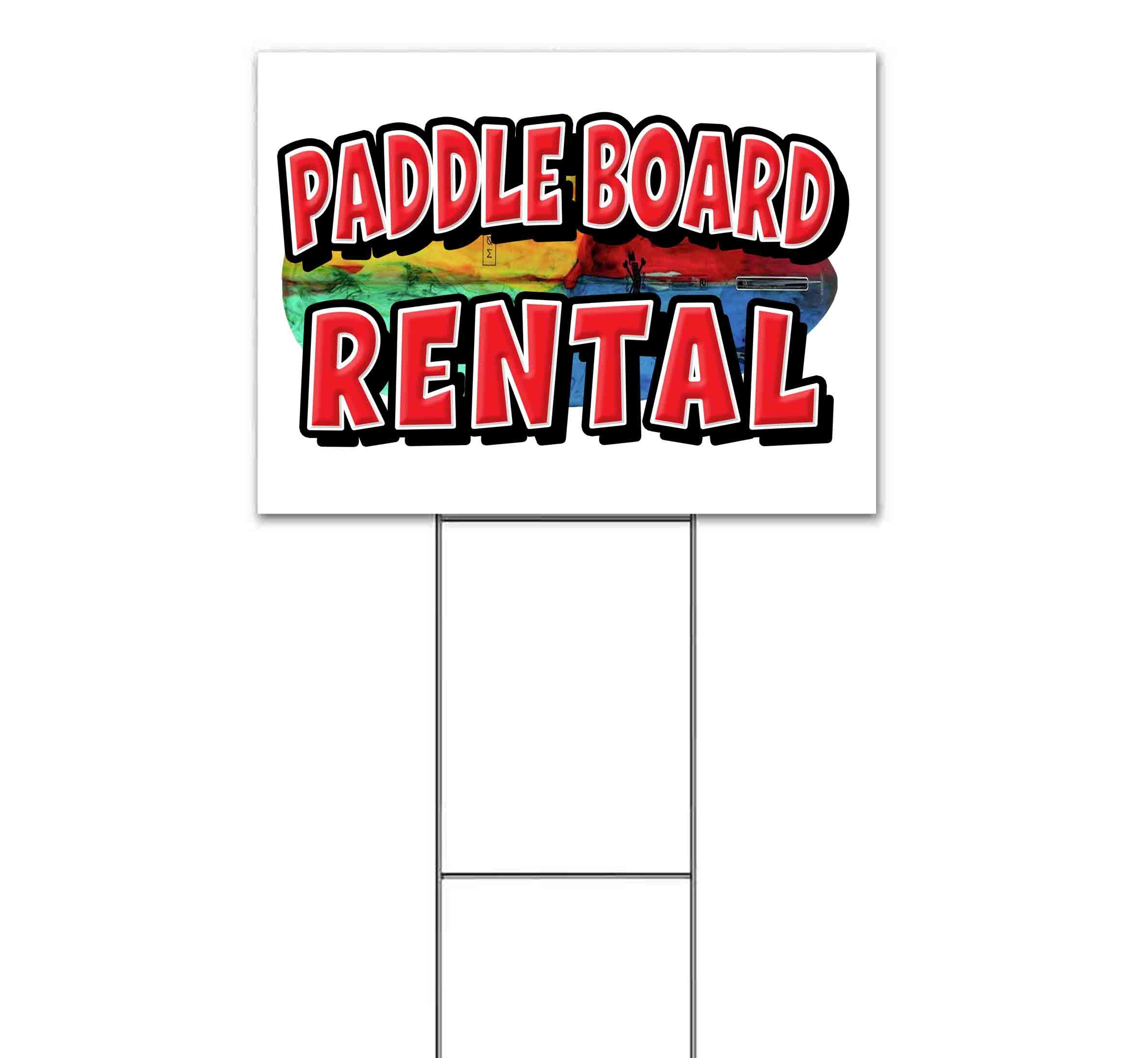 Paddle Board Rental (18" x 24") Yard Sign, Quantity Discounts, Multi-Packs, Includes Metal Step Stake, Bandit, New, Advertising, USA