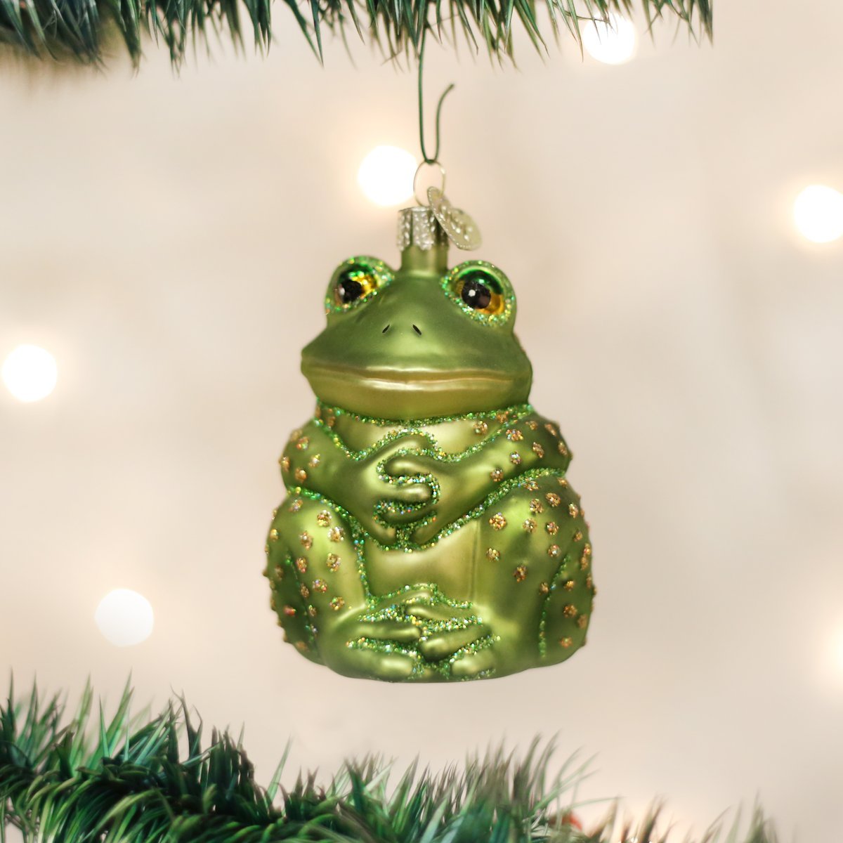 Amazon.co.jp: Old World Christmas 座っているカエル ガラス吹き
