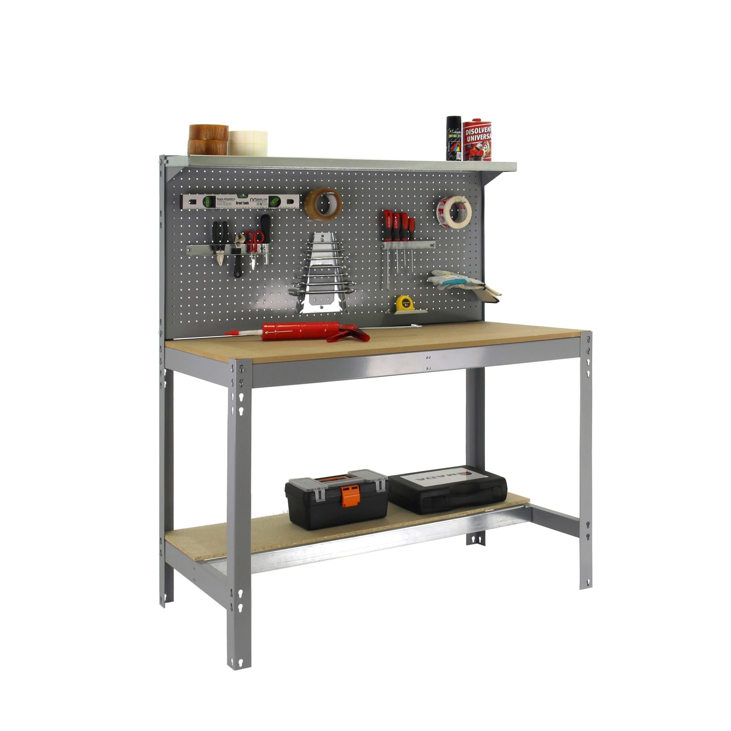 Banco Da Lavoro Simon Rack BT BASIC – 400 Kg Di Capacità, Piano 1200x450 Mm, Struttura In Acciaio, Finitura Blu, Per Officina E Fai Da Te