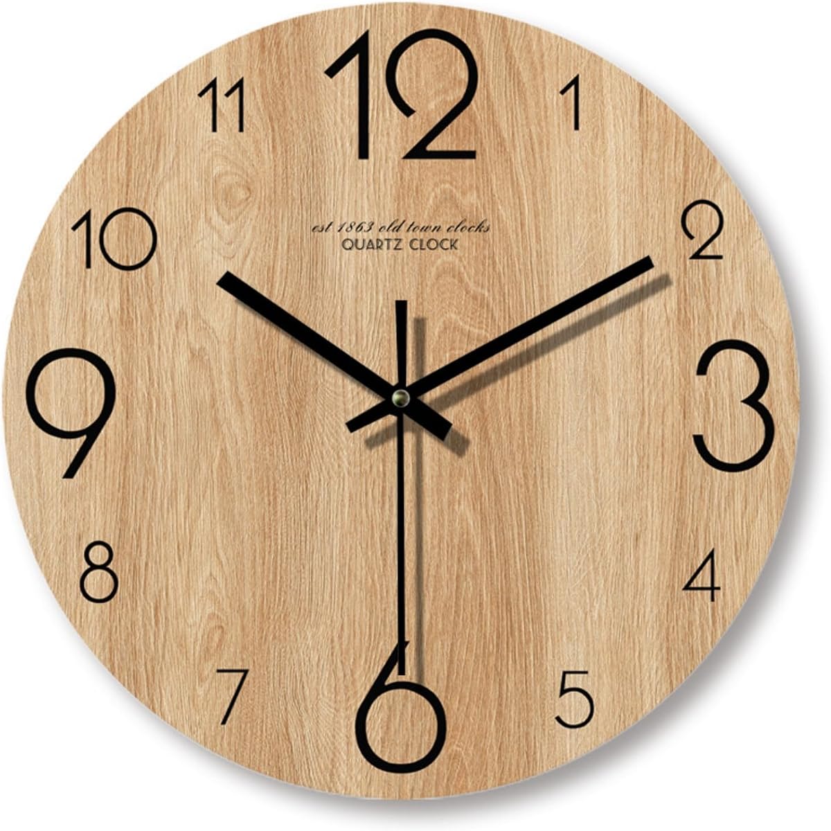 Relojes de pared simples de grano de madera vintage de 12 pulgadas, decoración de sala de estar creativa silenciosa, reloj de pared, relojes modernos para decoración de pared de cocina y hogar (E)